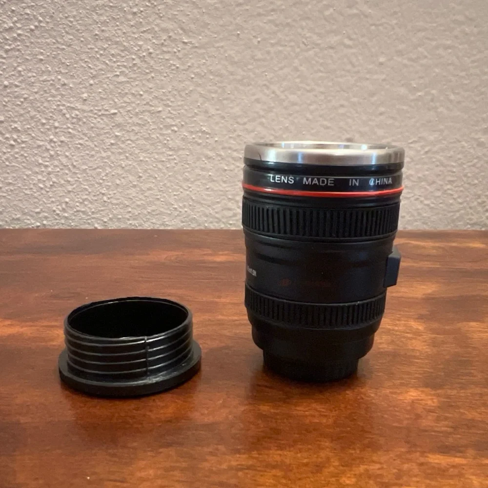 Camera Lens Small Shotglass Cup with Keychain - Black